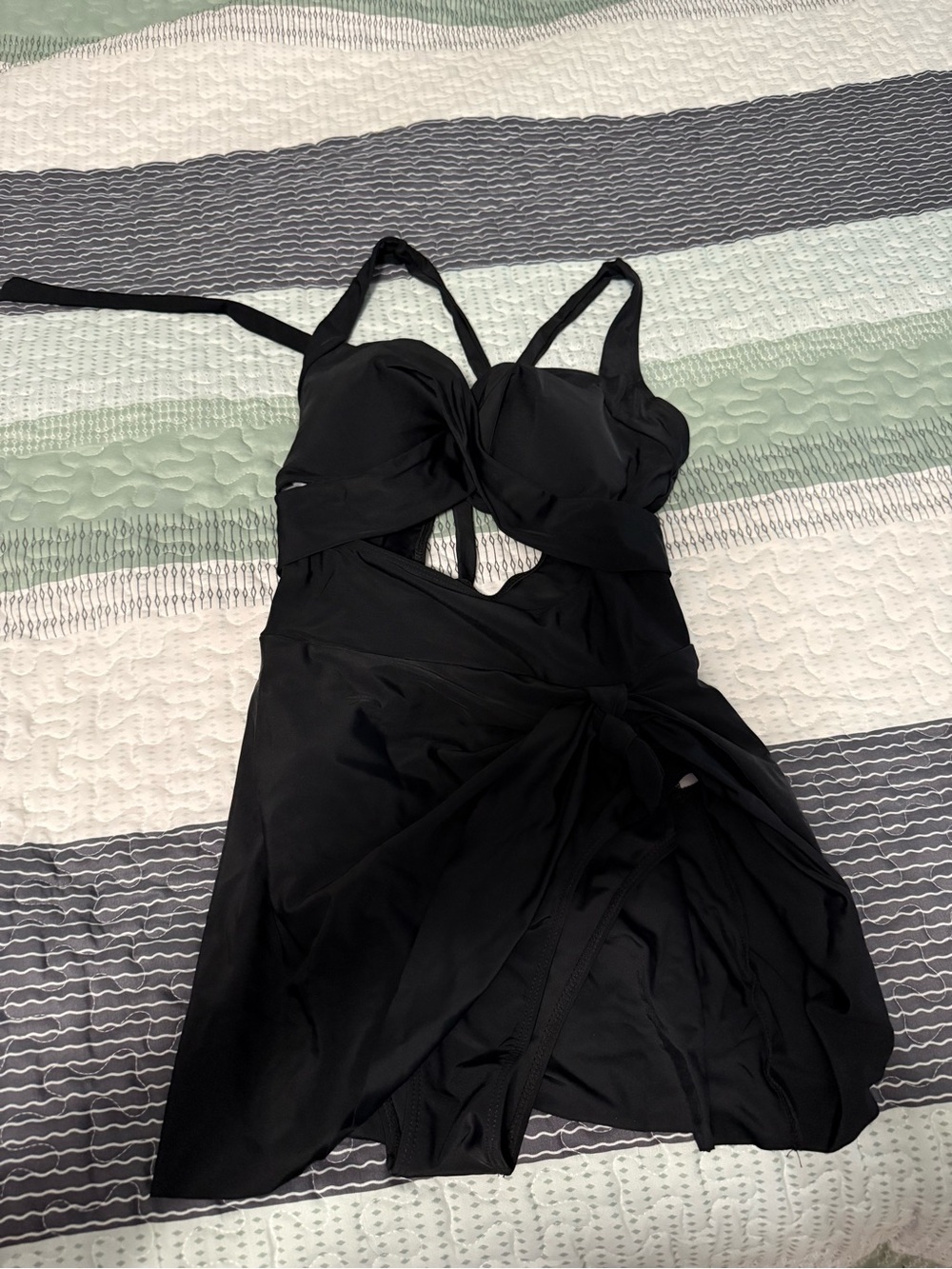 Black Wrap-Front Women's Dress
